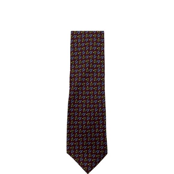 Brooks Brothers‎ Silk Tie Burgundy Blue Green Floral Pattern  60" x 3.5" - Picture 2 of 8
